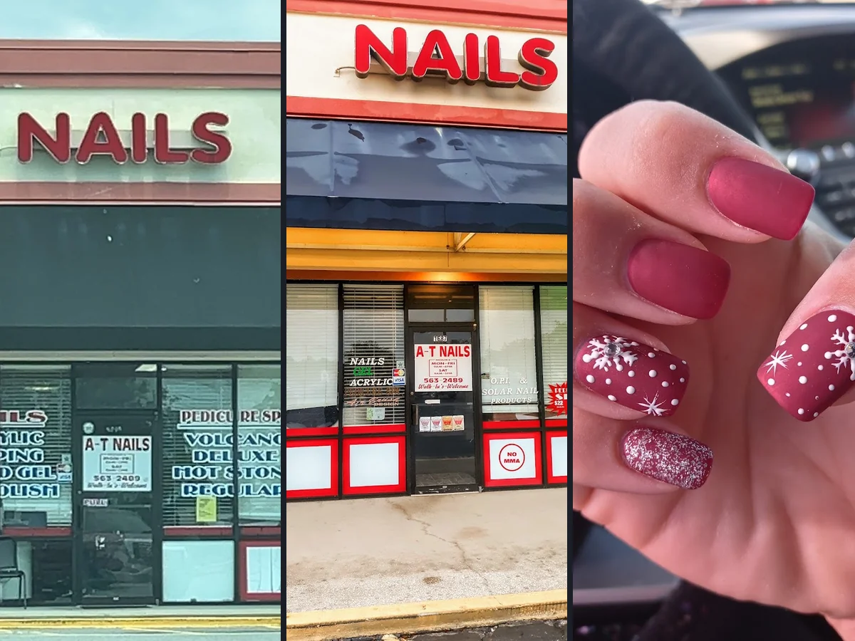 Close view of polished nails and tools